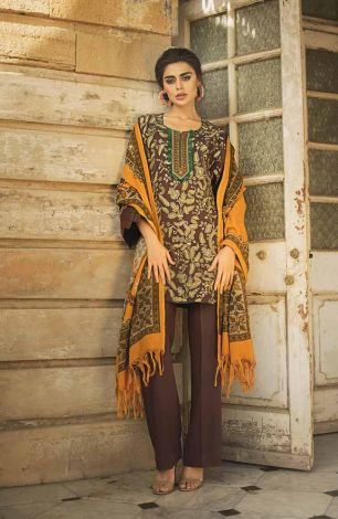 Tena Durrani Winter Shawl Collection by ALZOHAIB - 3 Piece Embroidered Stitched Suit TD 03