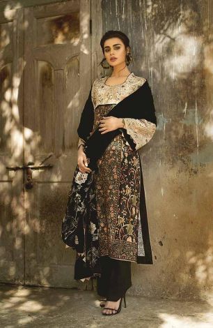 Tena Durrani Winter Shawl Collection by ALZOHAIB - 3 Piece Embroidered Stitched Suit TD 01A 
