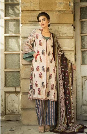 Tena Durrani Winter Shawl Collection by ALZOHAIB - 3 Piece Embroidered Stitched Suit TD 02