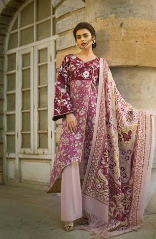 Tena Durrani Winter Shawl Collection by ALZOHAIB - 3 Piece Embroidered Stitched Suit TD 04A