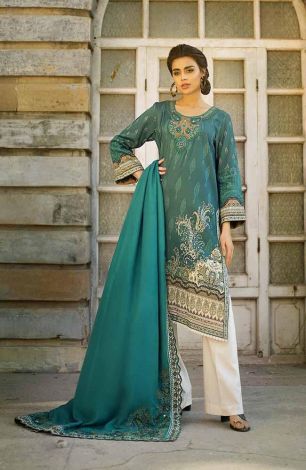 Tena Durrani Winter Shawl Collection by ALZOHAIB - 3 Piece Embroidered Stitched Suit TD 05