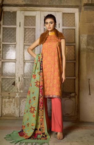 Tena Durrani Winter Shawl Collection by ALZOHAIB - 3 Piece Embroidered Stitched Suit TD 06A