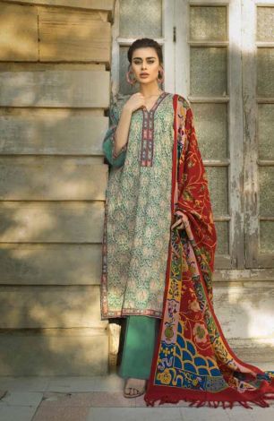 Tena Durrani Winter Shawl Collection by ALZOHAIB - 3 Piece Embroidered Stitched Suit TD 06B