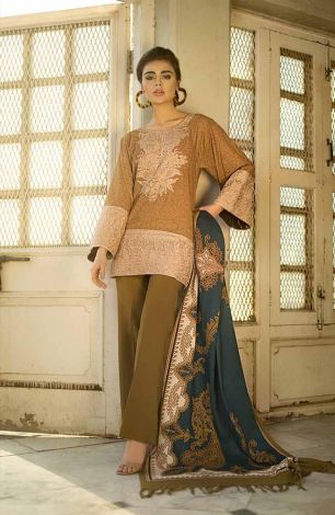 Tena Durrani Winter Shawl Collection by ALZOHAIB - 3 Piece Embroidered Stitched Suit TD 08A