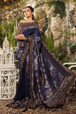Maria. B 1 - Stitched MBROIDERED - Deep Sapphire & Burnt Gold (BD-1601) 