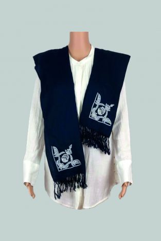 Blue - Zari Embroidered Shawl